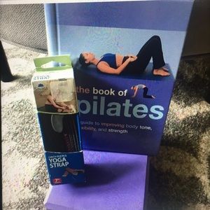 Pilates book yoga brick yoga strap